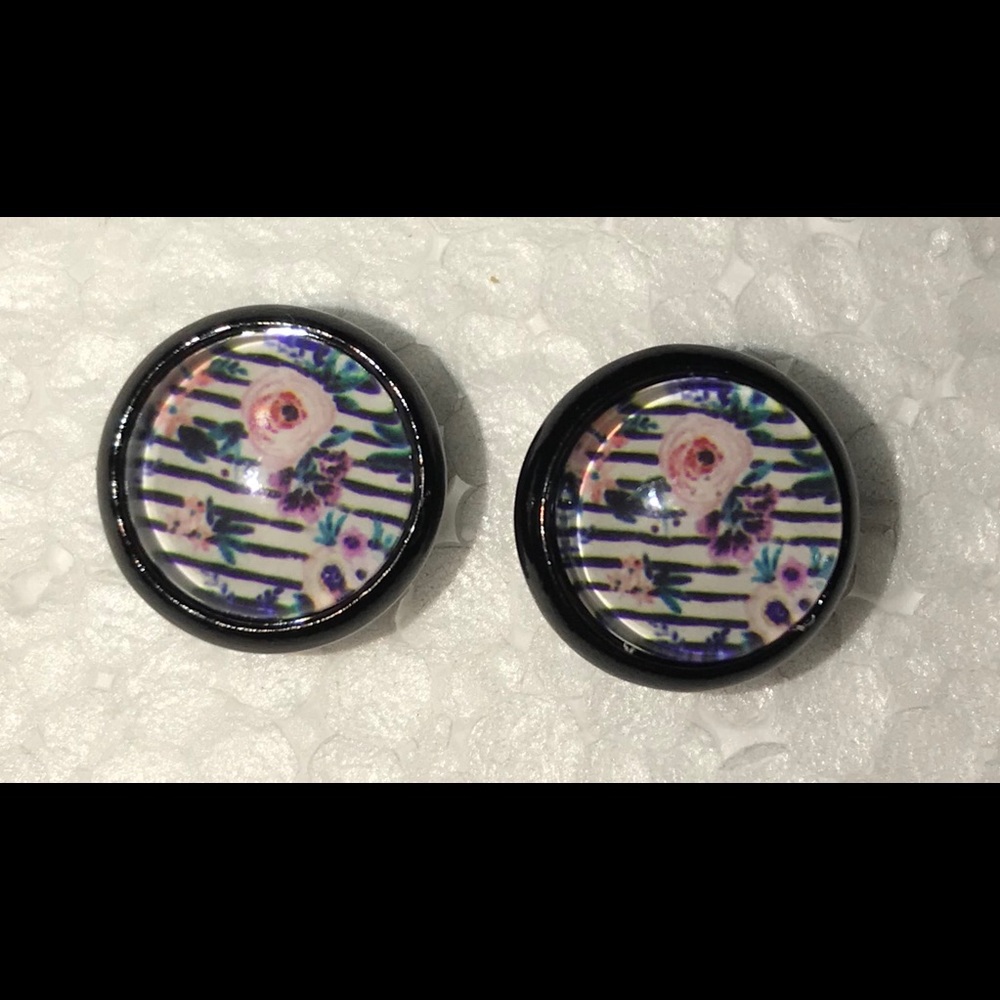 Flowers & Stripes Stud Earrings
